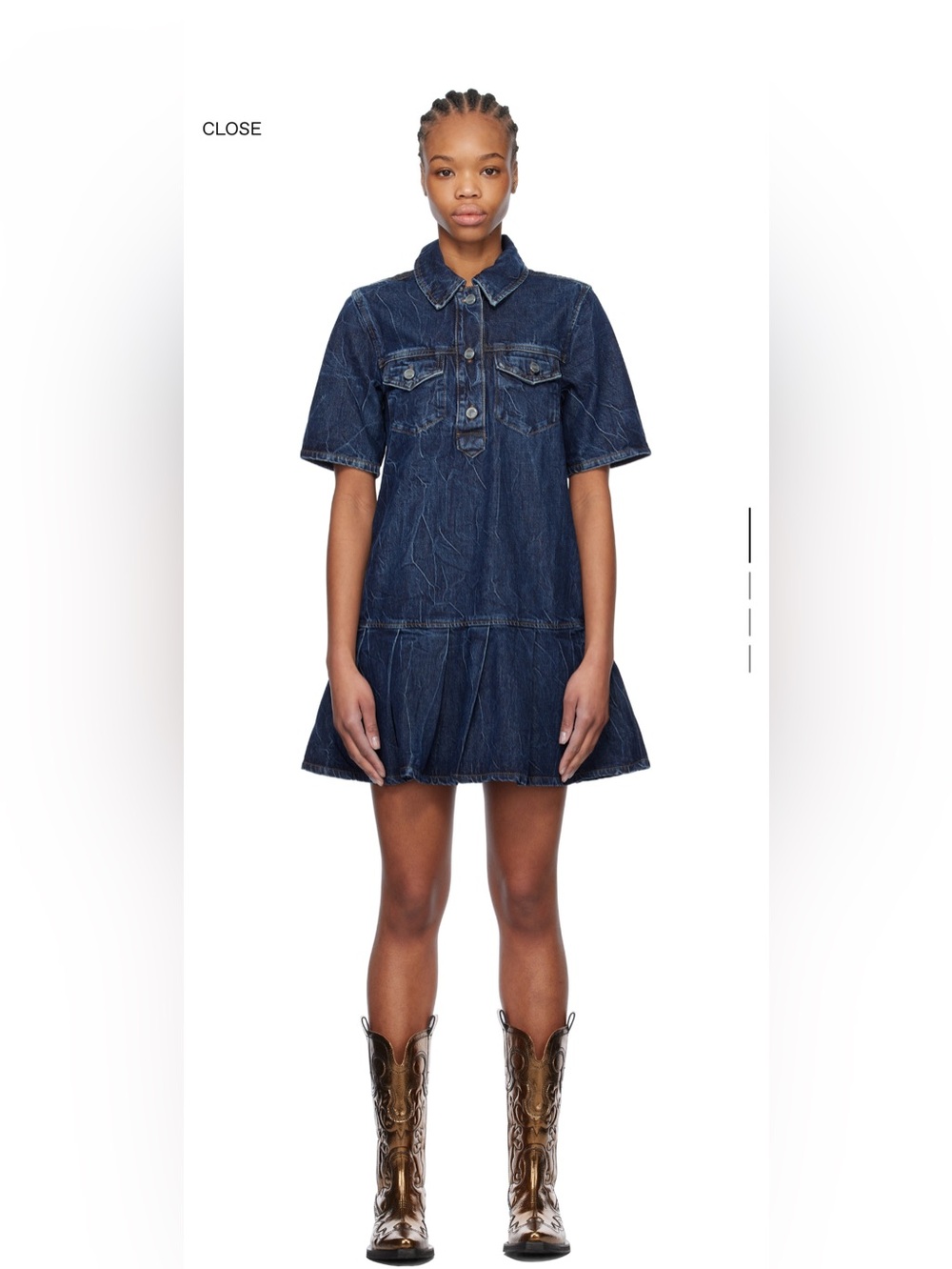 Ganni Dark Indigo Denim Polo Dress